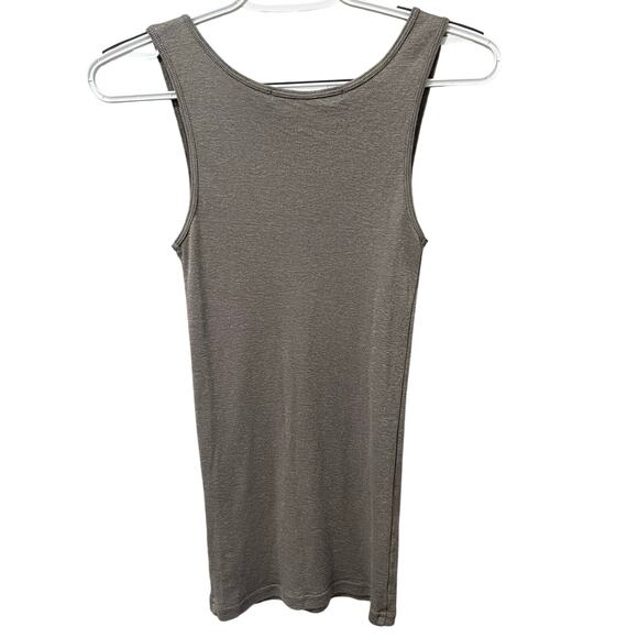 Michael Stars Shine Basic Fitted Tank Top Metallic Gray One Size - Picture 2 of 6